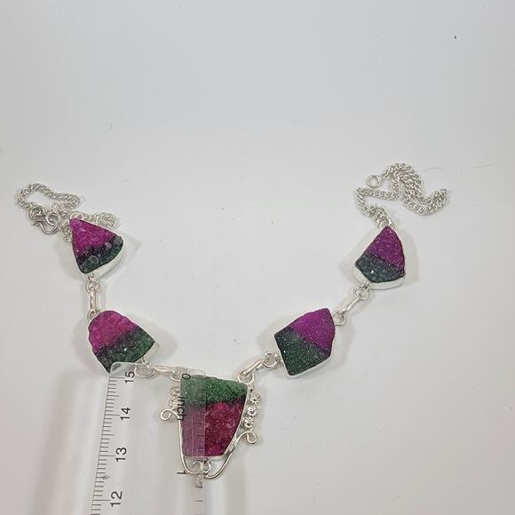 Handmade Tourmaline Crystal Necklace in Sterling Silver Unique Gemstone Jewelry - Picture 3 of 10